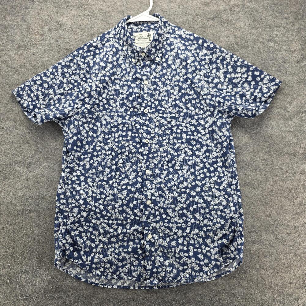 Bonobos Shirt Mens M Blue Floral Short Sleeve Button Up Slim Fit Cotton